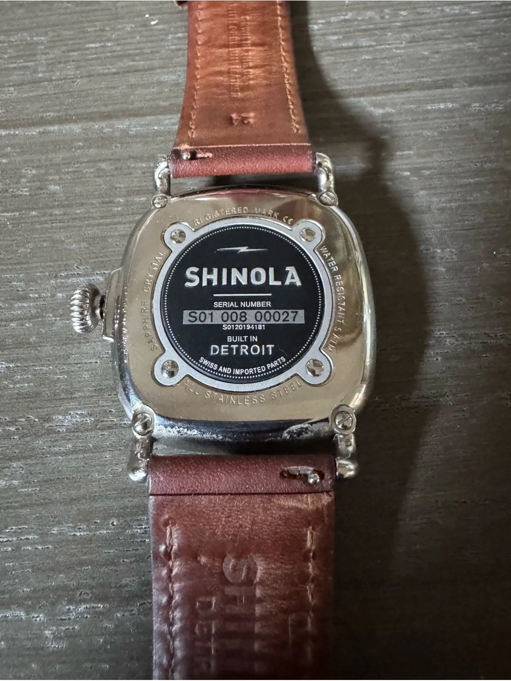 Shinola Midnight Blue Dial Stainless Steel Case Brown Leather Strap Watch